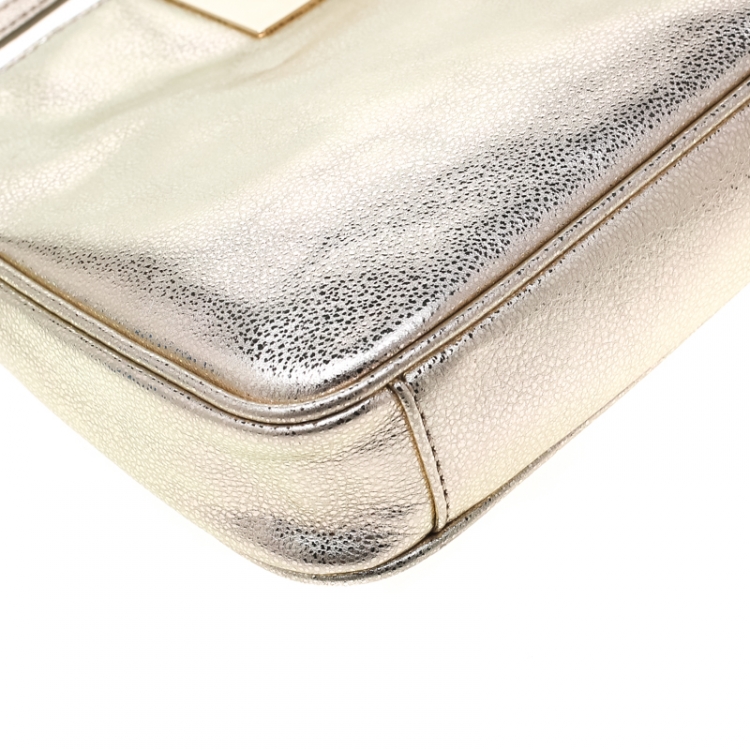 Pre Owned MICHAEL Michael Kors Gold Metallic Berkley Clutch