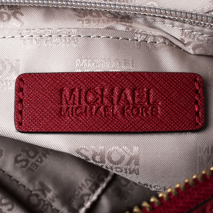 Pre Owned Michael Michael Kors Red Saffiano Leather Scarlet Satchel