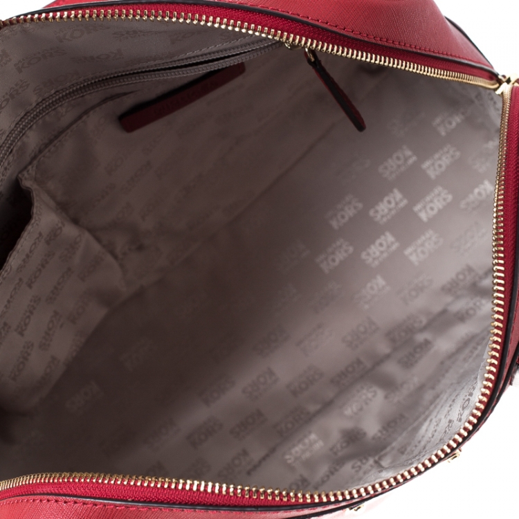 Pre Owned Michael Michael Kors Red Saffiano Leather Scarlet Satchel