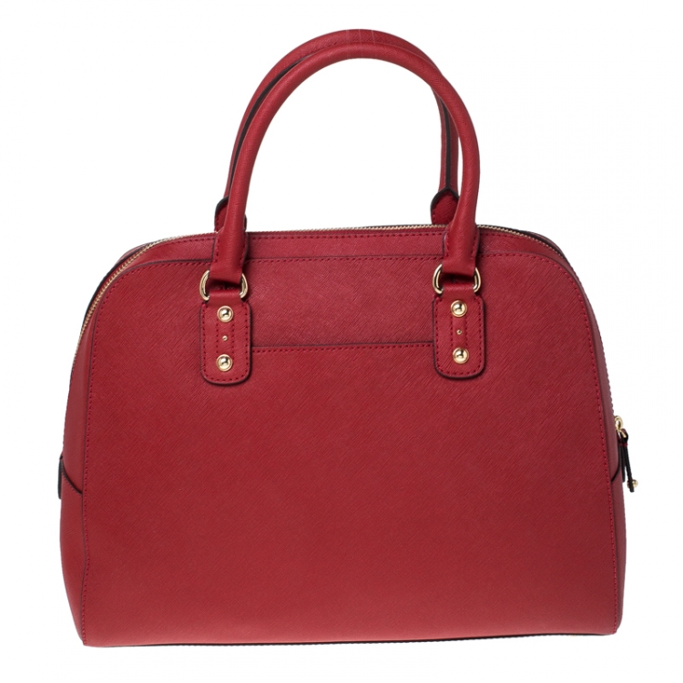Pre Owned Michael Michael Kors Red Saffiano Leather Scarlet Satchel