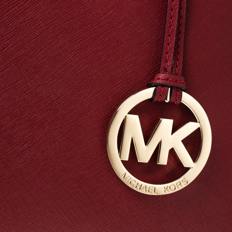 Pre Owned Michael Michael Kors Red Saffiano Leather Scarlet Satchel