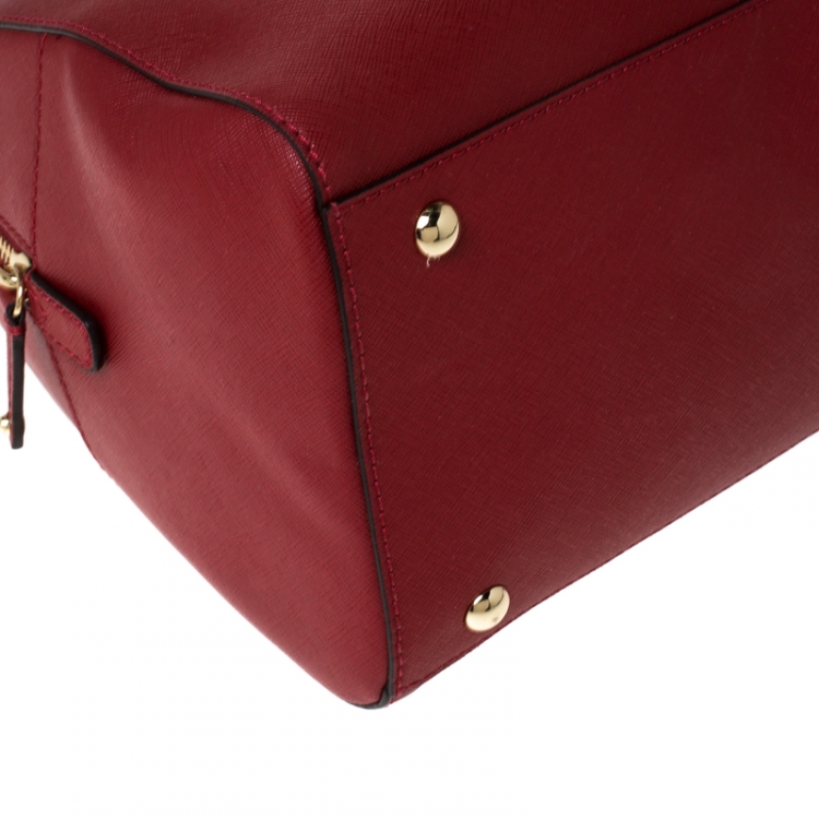 Pre Owned Michael Michael Kors Red Saffiano Leather Scarlet Satchel