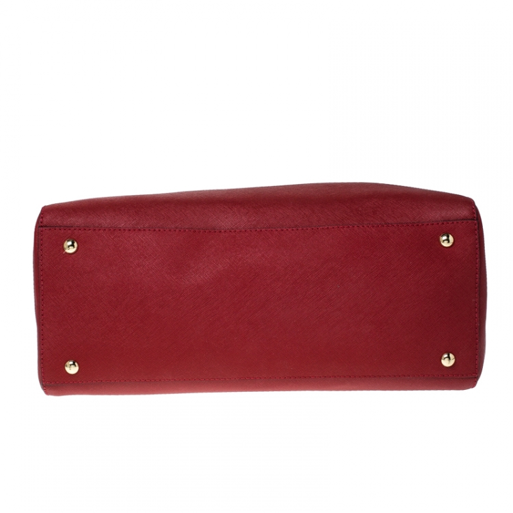 Pre Owned Michael Michael Kors Red Saffiano Leather Scarlet Satchel