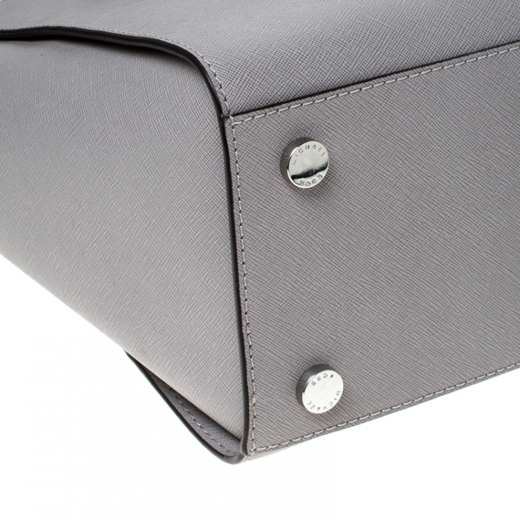 Pre Owned MICHAEL Michael Kors Grey Saffiano Leather Large Selma Tote