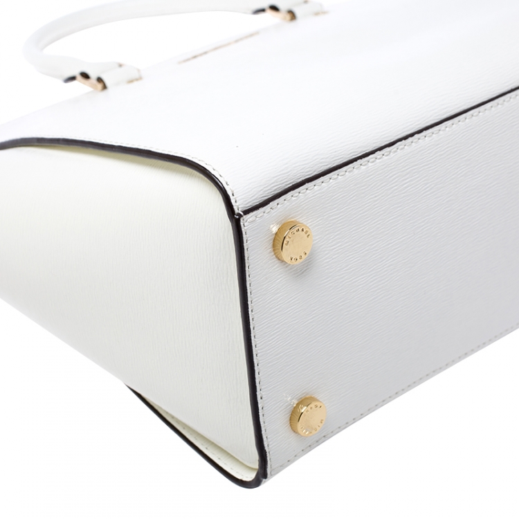 Pre Owned MICHAEL Michael Kors White Patent Leather Large Selma Satchel