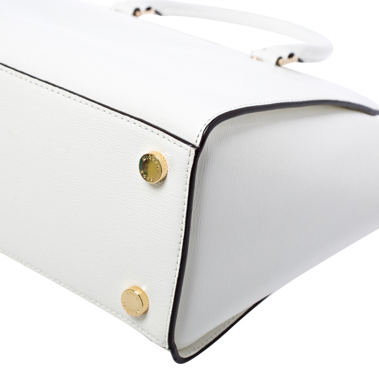 Pre Owned MICHAEL Michael Kors White Patent Leather Large Selma Satchel