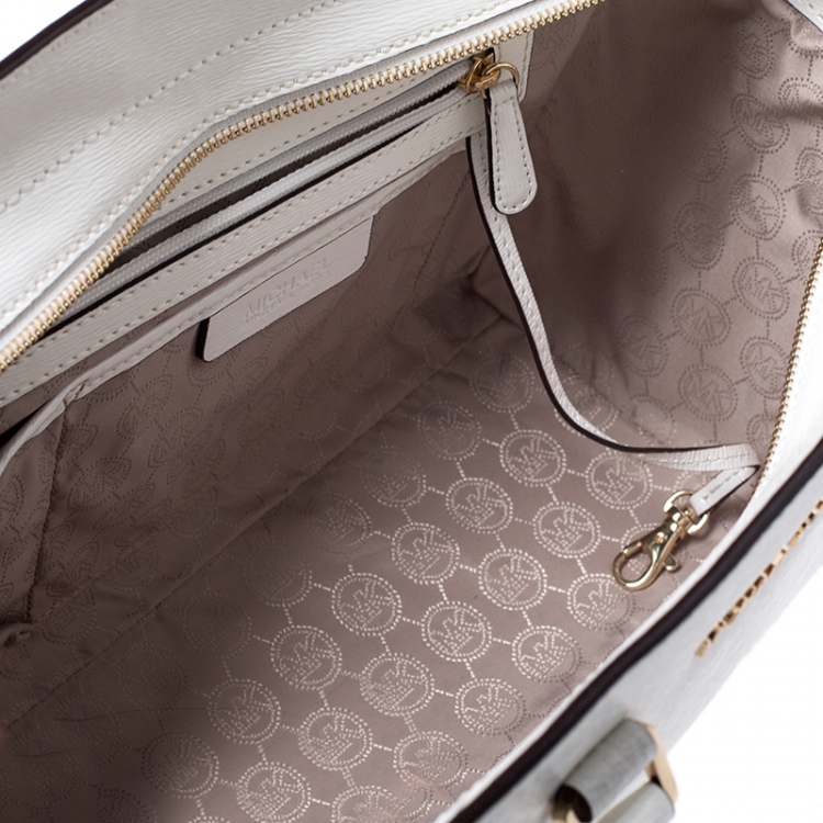 Pre Owned MICHAEL Michael Kors White Patent Leather Large Selma Satchel