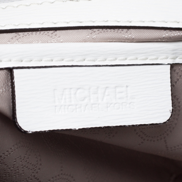 Pre Owned MICHAEL Michael Kors White Patent Leather Large Selma Satchel