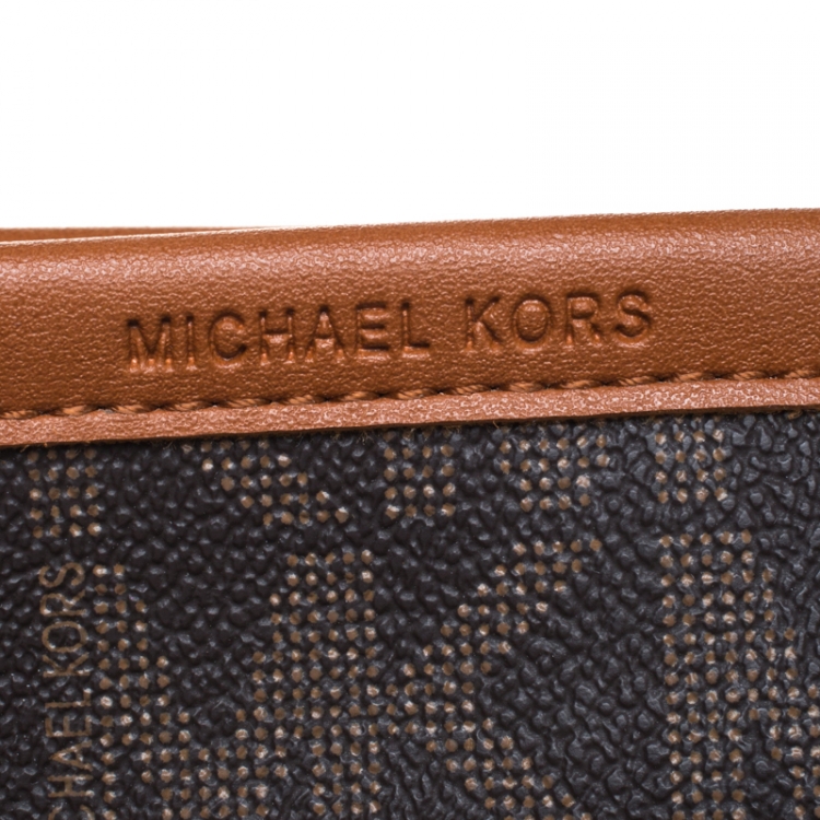 Pre Owned MICHAEL Michael Kors Brown/Tan Signature Coated Canvas and Leather Belt Bag