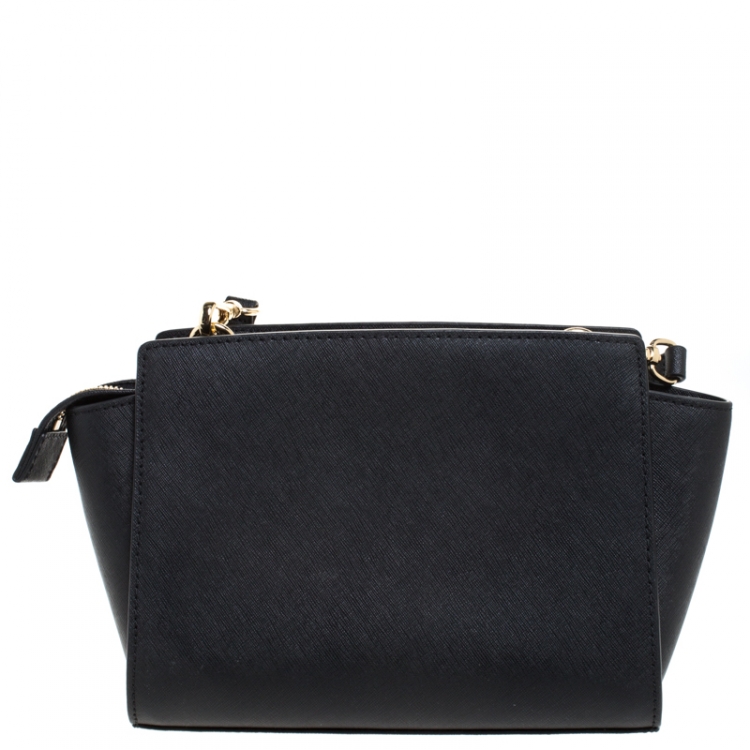 Pre Owned MICHAEL Michael Kors Black Leather Small Selma Crossbody Bag