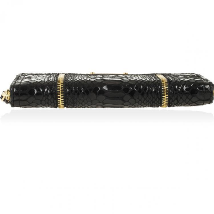 Pre Owned MICHAEL Michael Kors Moxley Python Continental Zip Around Leather Wallet