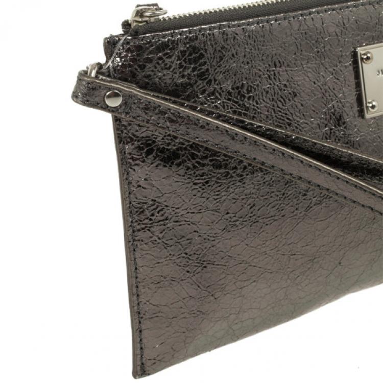 Pre Owned MICHAEL Michael Kors Large Jet Set Crinkled Metallic Clutch
