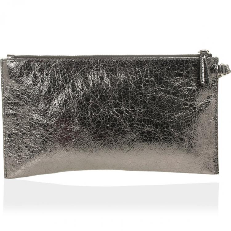 Pre Owned MICHAEL Michael Kors Large Jet Set Crinkled Metallic Clutch