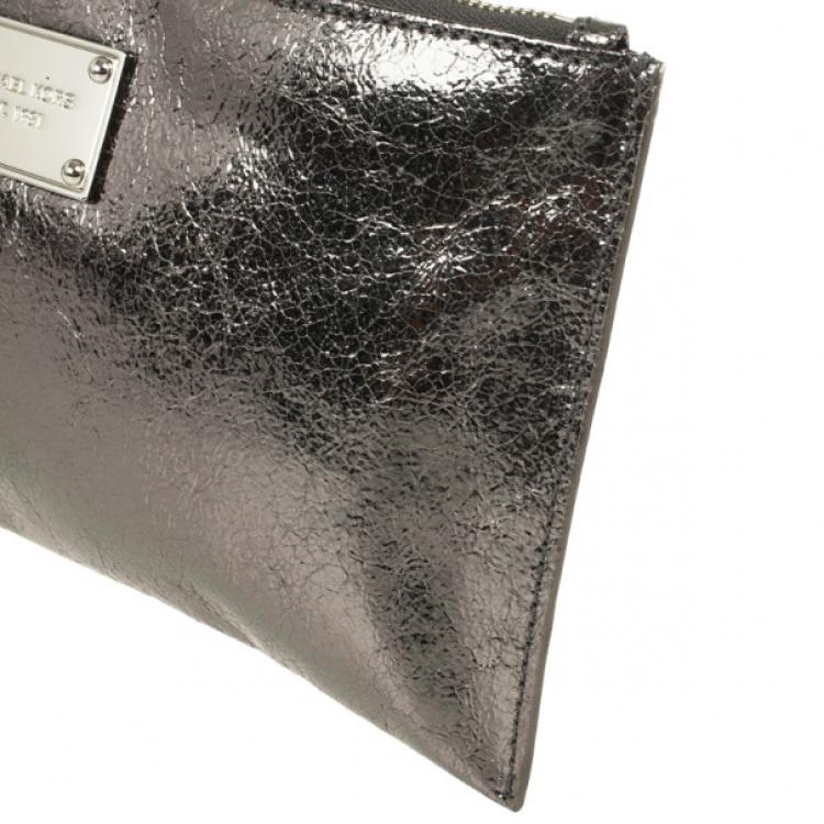 Pre Owned MICHAEL Michael Kors Large Jet Set Crinkled Metallic Clutch