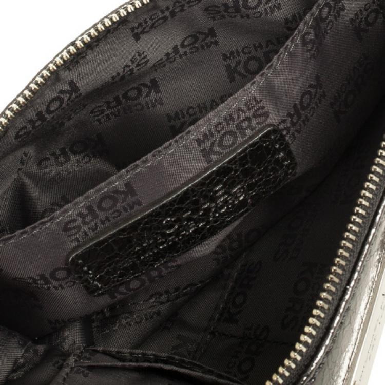 Pre Owned MICHAEL Michael Kors Large Jet Set Crinkled Metallic Clutch