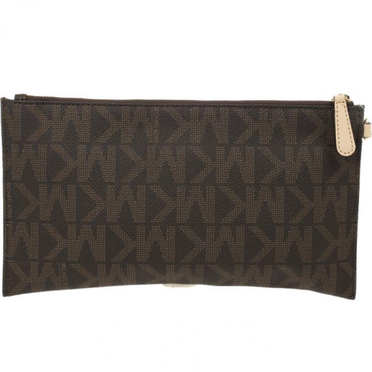 Pre Owned MICHAEL Michael Kors Brown Monogram Large Wristlet