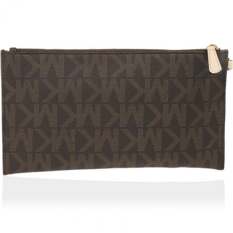 Pre Owned MICHAEL Michael Kors Brown Monogram Clutch Bag