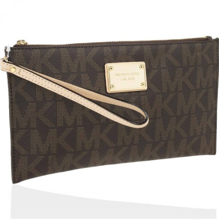 Pre Owned MICHAEL Michael Kors Brown Monogram Clutch Bag