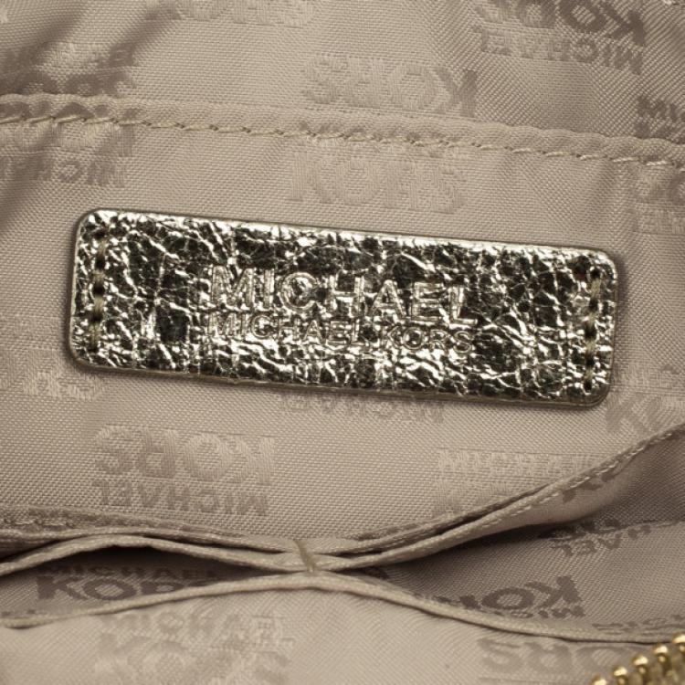 Pre Owned MICHAEL Michael Kors Large Jet Set Crinkled Metallic Clutch Bag