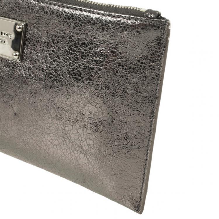 Pre Owned MICHAEL Michael Kors Gunmetal Large Jet Set Clutch Bag