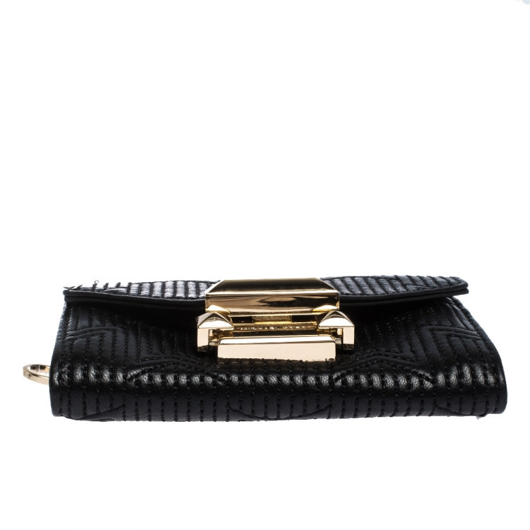 Pre Owned MICHAEL Michael Kors Black Leather Whitney Chain Wallet