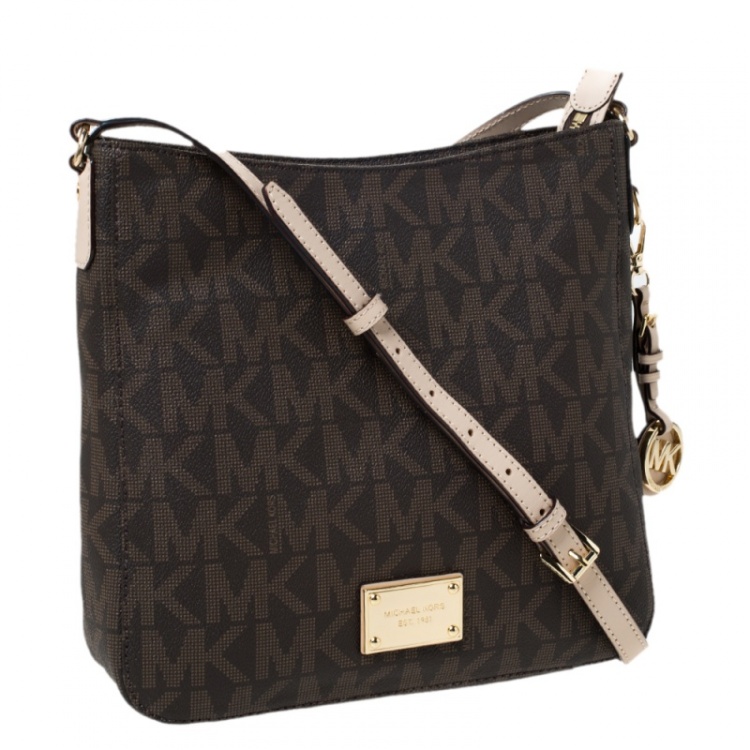 Pre Owned Michael Michael Kors PVC Large Jet Set Travel Messenger Bag