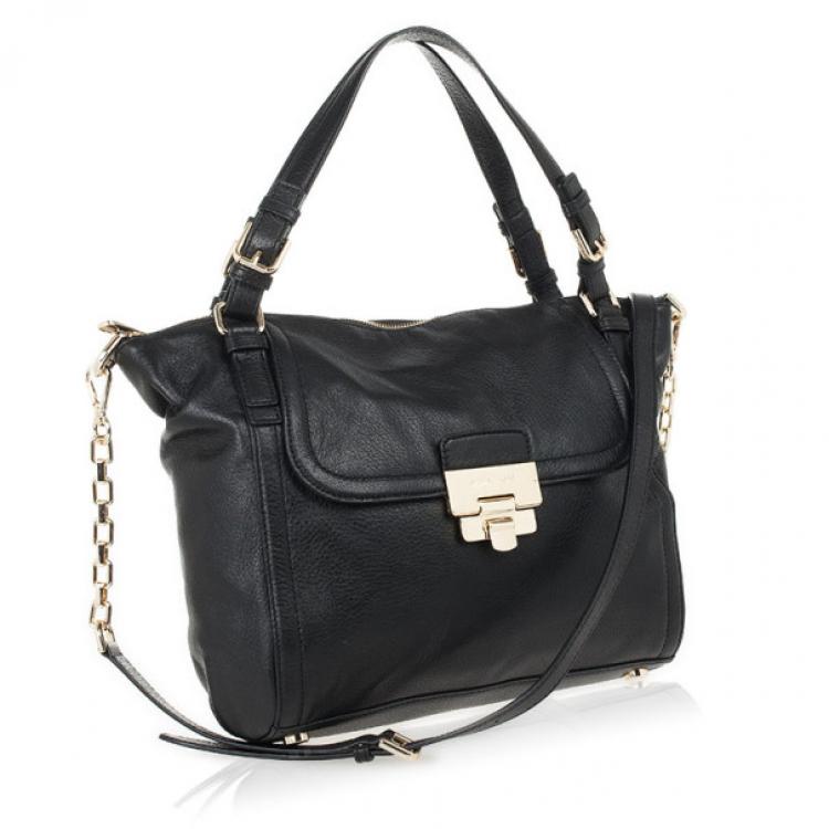 Pre Owned MICHAEL Michael Kors Black Leather Deneuve Satchel