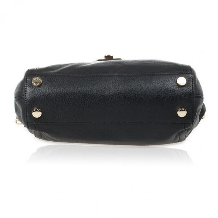 Pre Owned MICHAEL Michael Kors Black Leather Deneuve Satchel