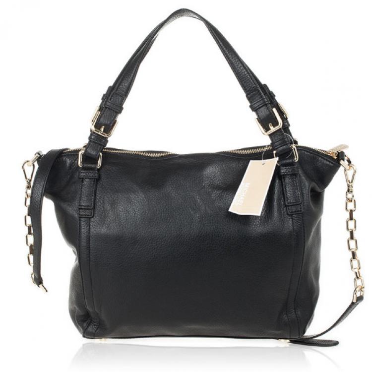 Pre Owned MICHAEL Michael Kors Black Leather Deneuve Satchel