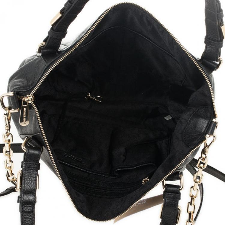 Pre Owned MICHAEL Michael Kors Black Leather Deneuve Satchel