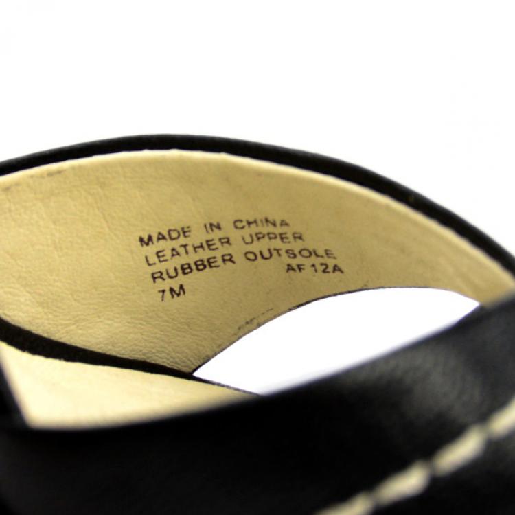 Pre Owned MICHAEL Michael Kors Black Leather Eleni Platform Ankle Strap Sandals Size 37.5