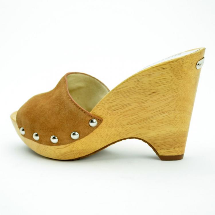 Pre Owned MICHAEL Michael Kors Tan Suede Easton Mules Size 38.5