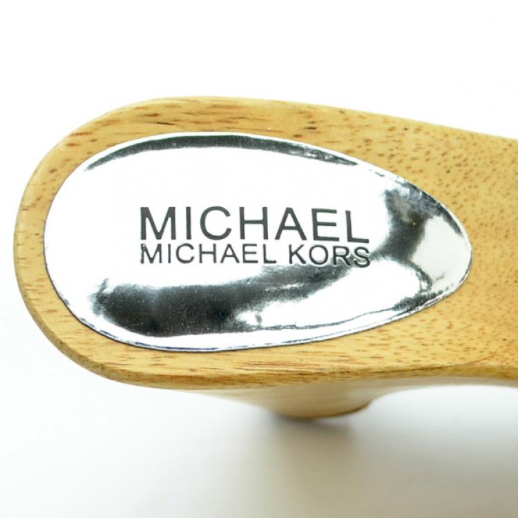 Pre Owned MICHAEL Michael Kors Tan Suede Easton Mules Size 38.5