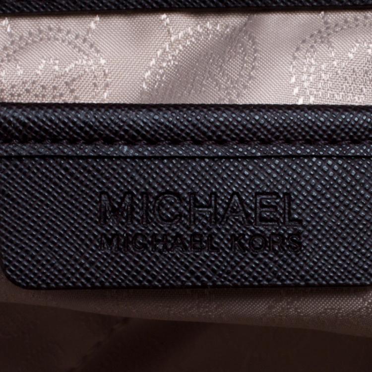 Pre Owned Michael Michael Kors Dark Brown Python Embossed Signature Leather Jetset Tote