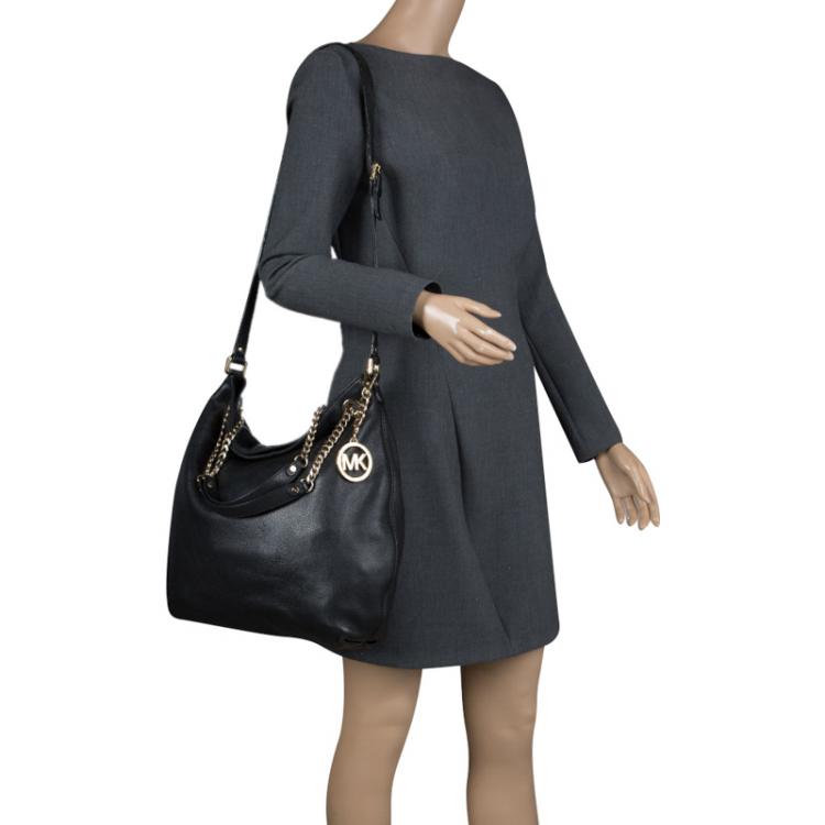 Pre Owned Michael Michael Kors Black Leather Shoulder Bag