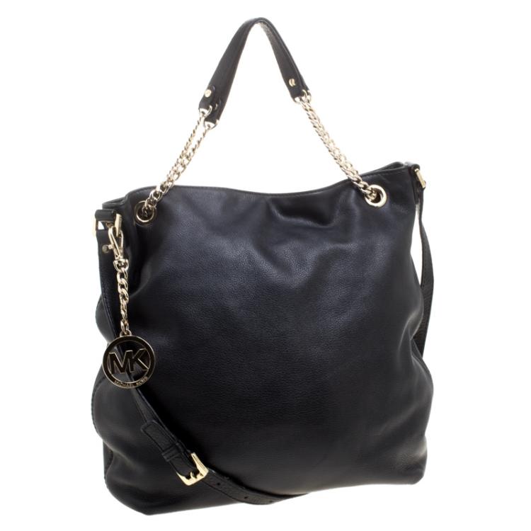 Pre Owned Michael Michael Kors Black Leather Shoulder Bag
