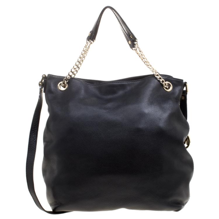 Pre Owned Michael Michael Kors Black Leather Shoulder Bag