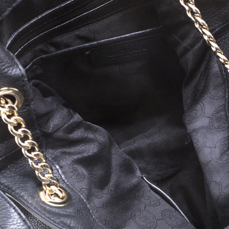 Pre Owned Michael Michael Kors Black Leather Shoulder Bag