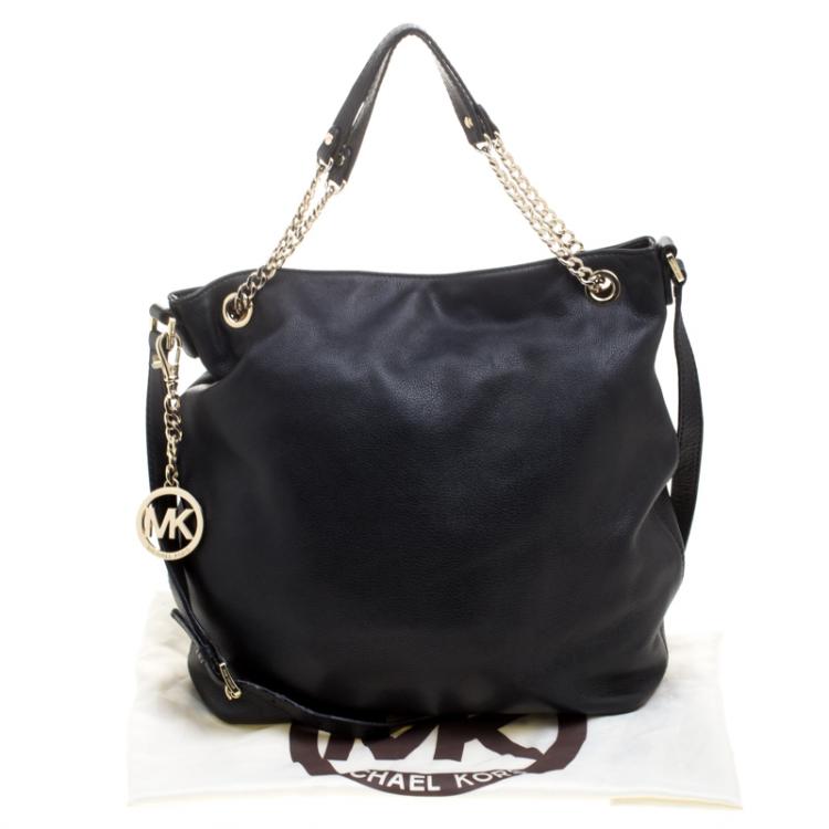 Pre Owned Michael Michael Kors Black Leather Shoulder Bag