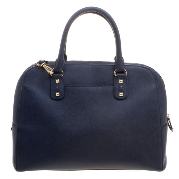 Pre Owned Michael Michael Kors Navy Blue Leather  Sandrine Satchel