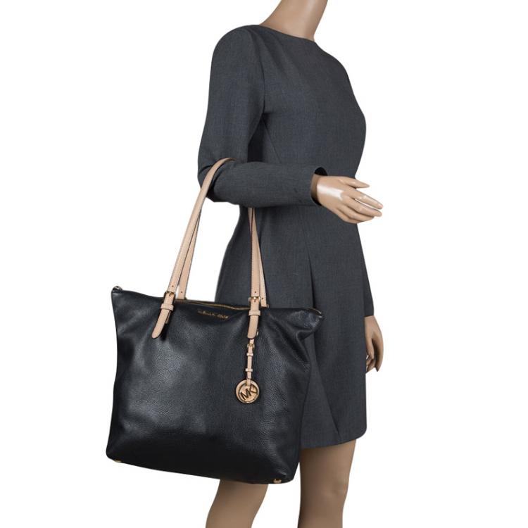 Pre Owned Michael Michael Kors Black Leather Shopper Tote