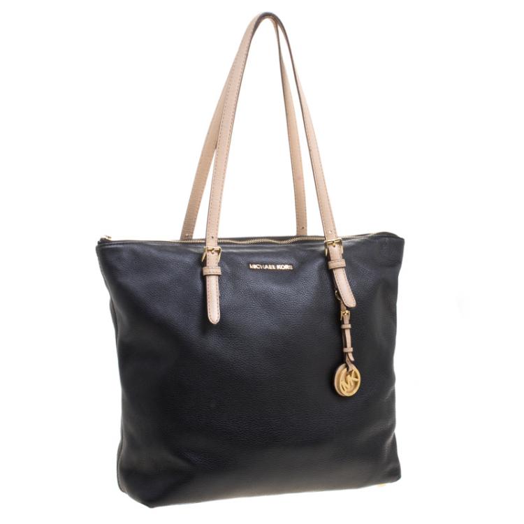 Pre Owned Michael Michael Kors Black Leather Shopper Tote