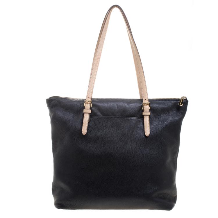 Pre Owned Michael Michael Kors Black Leather Shopper Tote