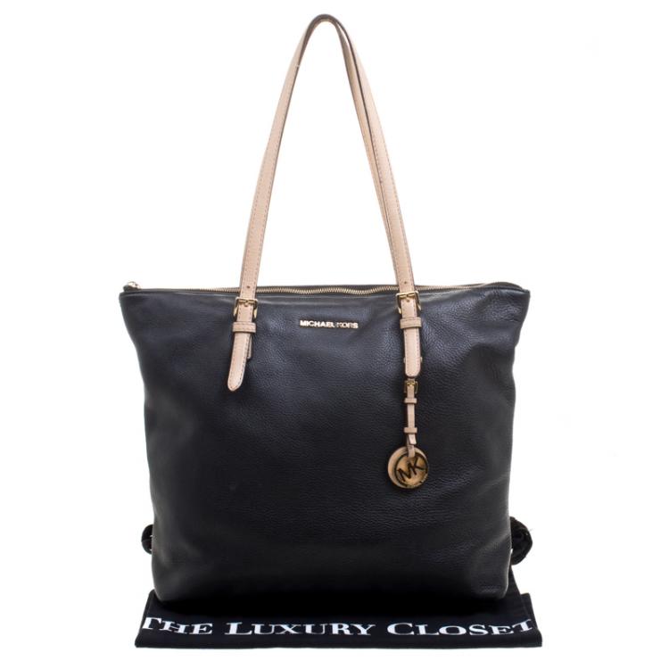 Pre Owned Michael Michael Kors Black Leather Shopper Tote