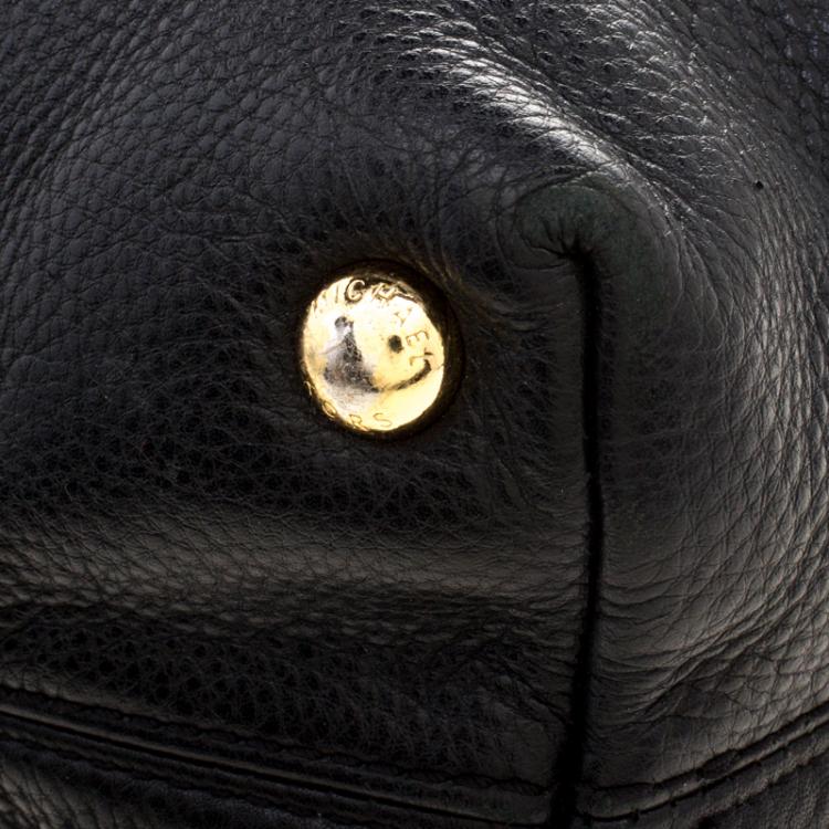 Pre Owned Michael Michael Kors Black Leather Shopper Tote