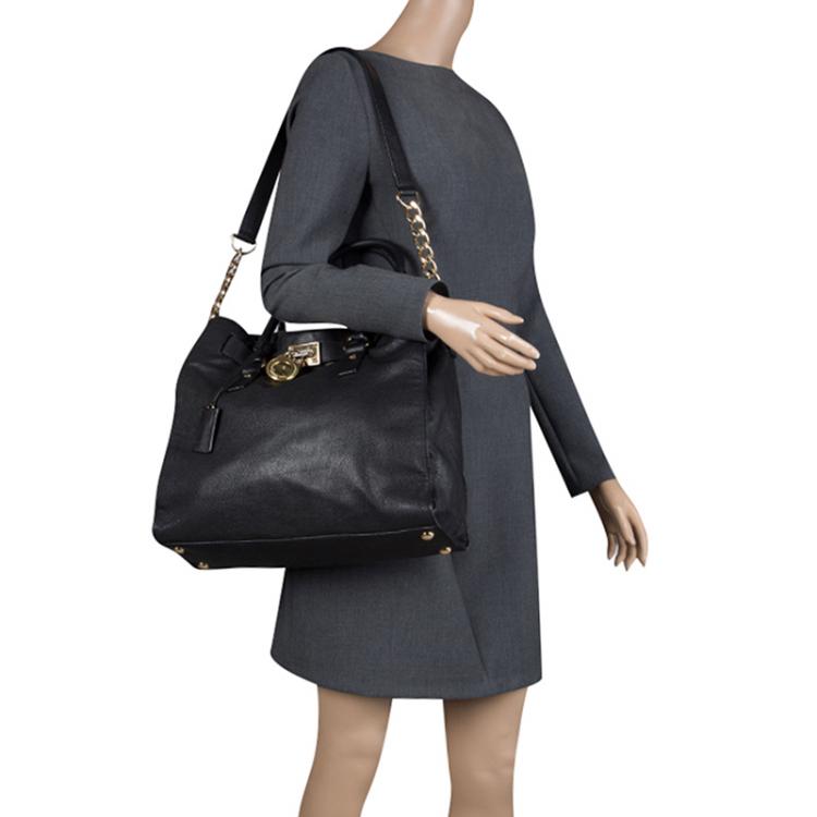 مملوكة مسبقًا Michael Michael Kors Black Leather East West Hamilton Tote