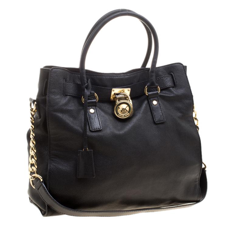 مملوكة مسبقًا Michael Michael Kors Black Leather East West Hamilton Tote