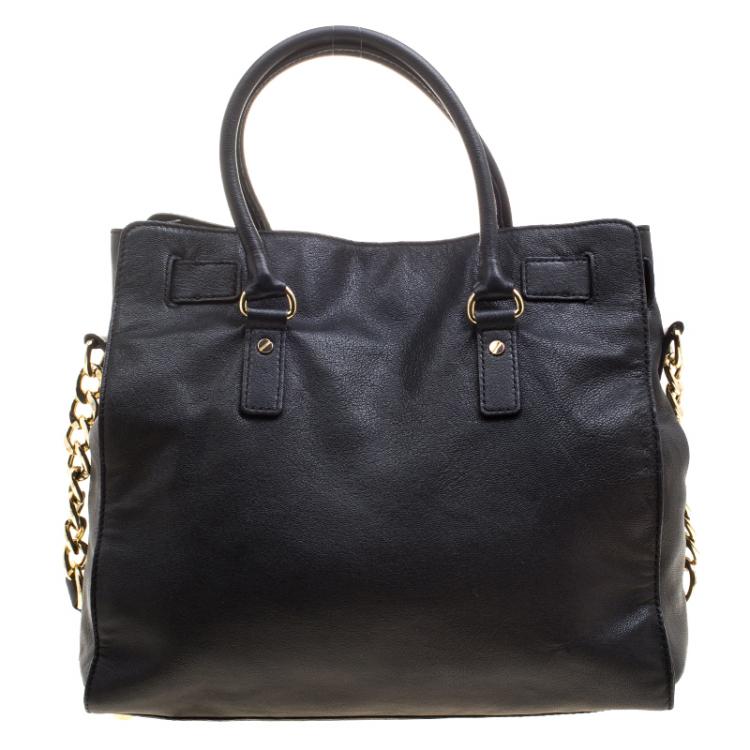 مملوكة مسبقًا Michael Michael Kors Black Leather East West Hamilton Tote