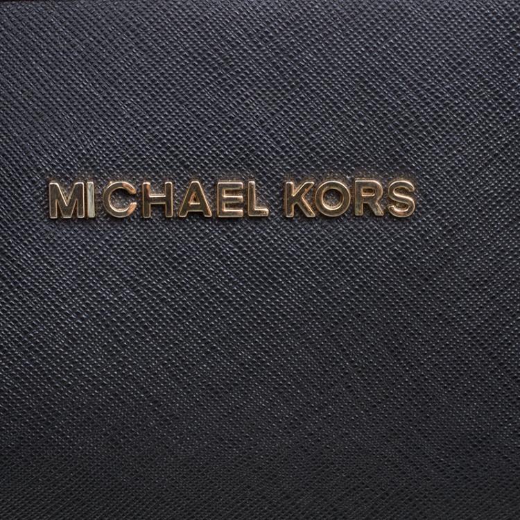 Pre Owned Michael Michael Kors Black Saffiano Leather Jetset Tote