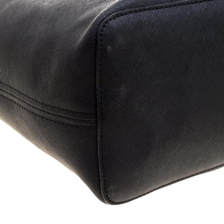 Pre Owned Michael Michael Kors Black Saffiano Leather Jetset Tote